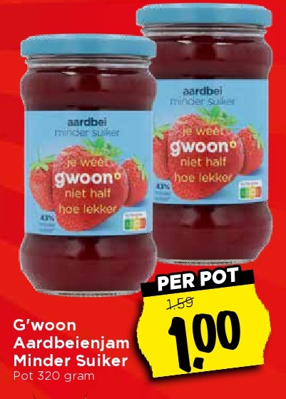 G'woon Aardbeienjam Minder Suiker