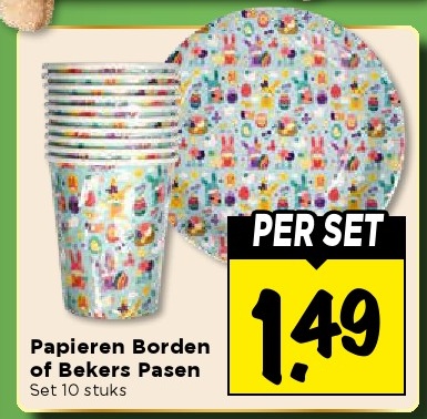 Papieren Borden of Bekers Pasen
