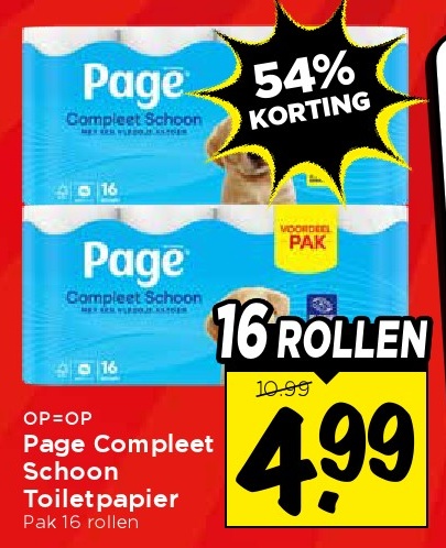 Page Compleet Schoon Toiletpapier Pak 16 rollen