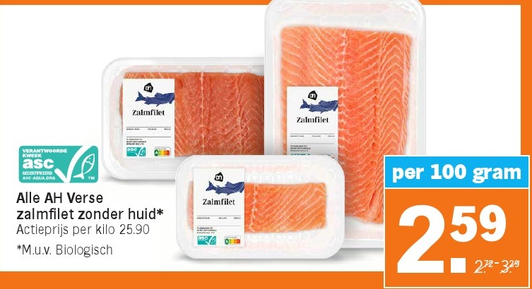 AH Verse zalmfilet zonder huid