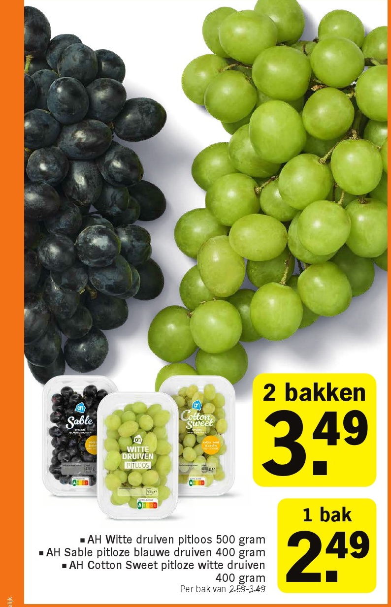 AH Witte druiven plukken 500 gram & AH Sable (blauwe) druiven 600 gram