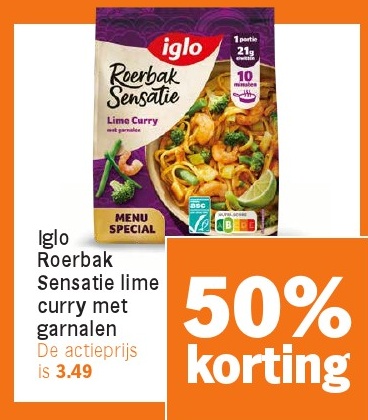 Iglo Roerbak Sensatie lime curry met garnalen