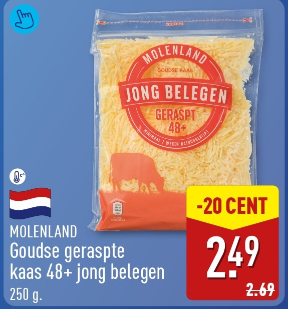 Goudse geraspte kaas 48+ jong belegen