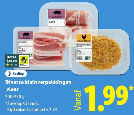 Diverse kleinverpakkingen vlees