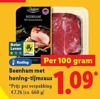 Beenham met honing-tijmsaus