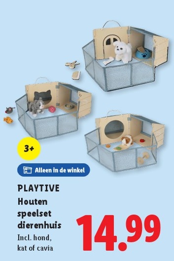 PLAYTIVE Houten speelset dierenhuis