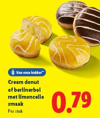 Cream donut of berlinerbol met limoncello smaak