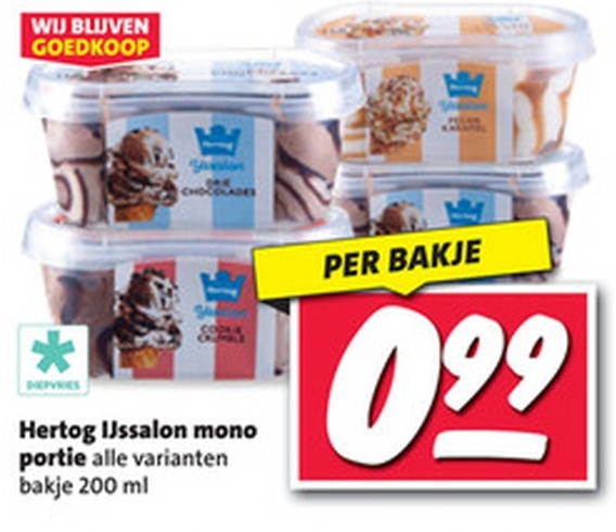 Hertog IJssalon mono portie alle varianten bakje 200 ml