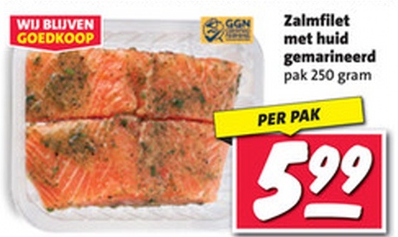 Zalmfilet met huid gemarineerd pak 250 gram