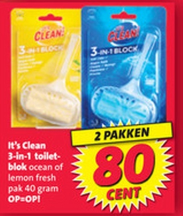 It's Clean 3-in-1 toilet-blok ocean of lemon fresh pak 40 gram