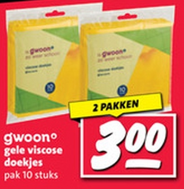 gwoon gele viscose doekjes pak 10 stuks