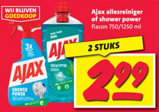 Ajax allesreiniger of shower power flacon 750/1250 ml