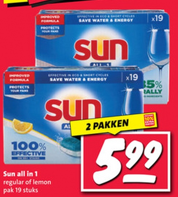 Sun all In 1 regular of lemon pak 19 stuks