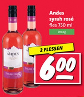 Andes syrah rosé fles 750 ml