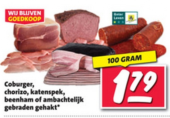 Coburger, chorizo, katenspek, beenham of ambachtelijk gebraden gehakt