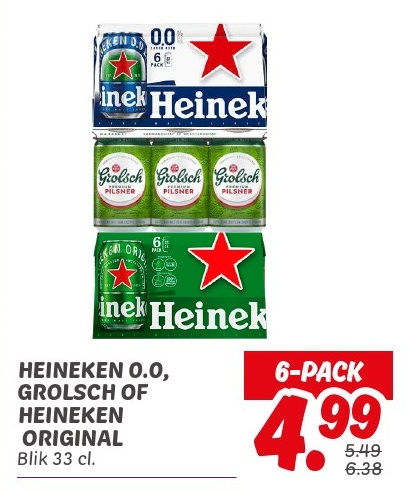 HEINEKEN 0.0, GROLSCH OF HEINEKEN ORIGINAL 6-PACK