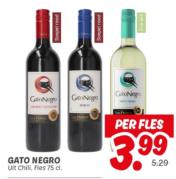 Gato Negro Uit Chili. Fles 75 cl.