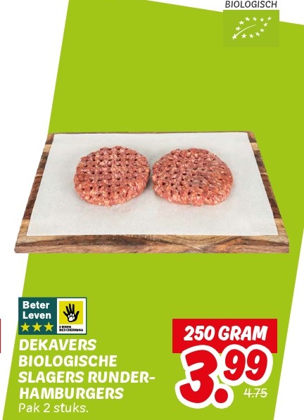 DEKAVERS BIOLOGISCHE SLAGERS RUNDER-HAMBURGERS