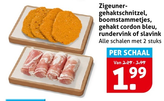 Zigeunergehaktschnitzel, boomstammetjes, gehakt cordon bleu, rundervink of slavink