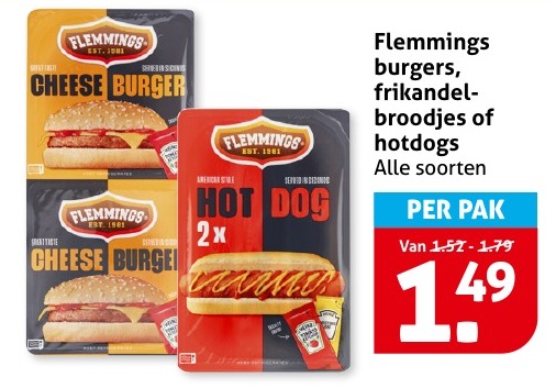 Flemmings burgers, frikandel-broodjes of hotdogs