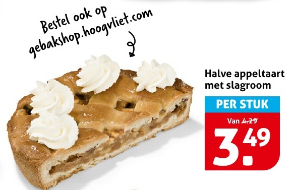 Halve appeltaart met slagroom