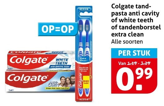 Colgate tandpasta anti cavity of white teeth of tandenborstel extra clean