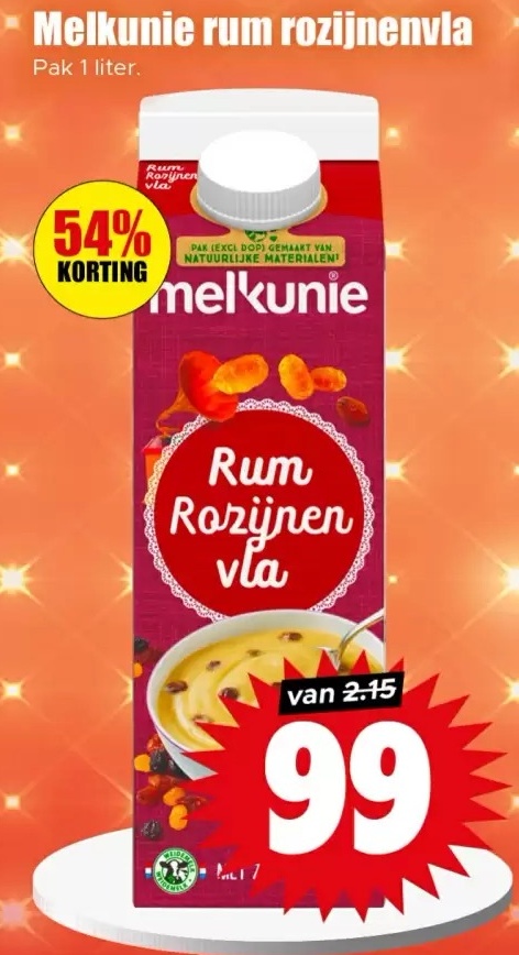 Melkunie rum rozijnen vla