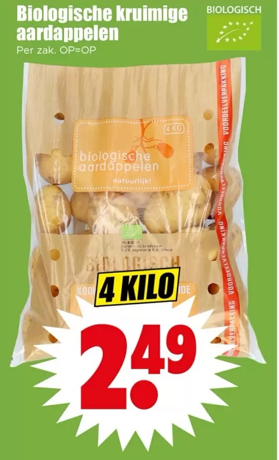 Biologische kruimige aardappelen