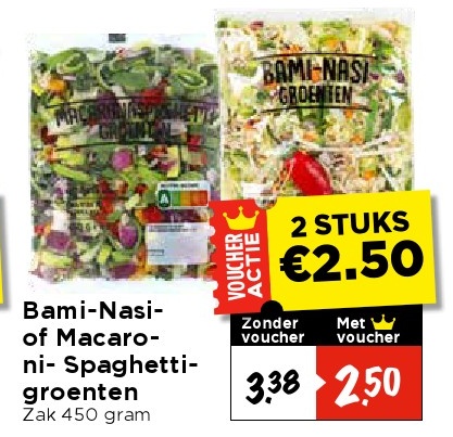 Bami-Nasi- of Macaroni- Spaghetti-groenten