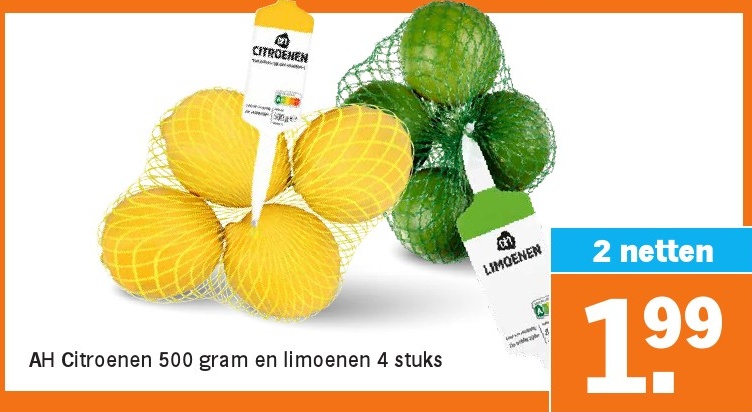 AH Citronen 500 gram en limoenen 4 stuks