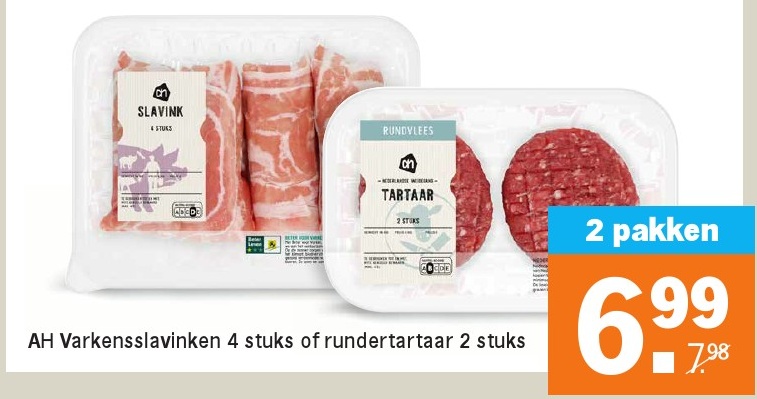 AH Varkensslavinken 4 stuks of runder tartaar 2 stuks