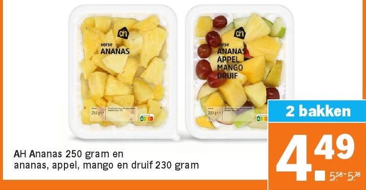 AH Ananas en appel, mango en druif