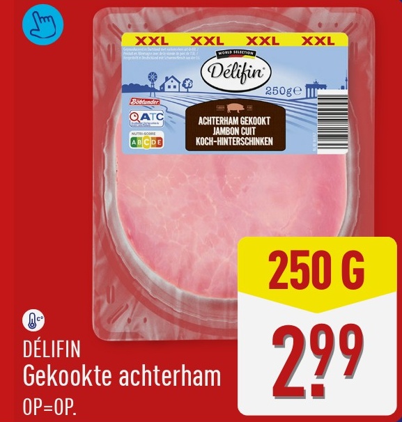 Gekookte achterham