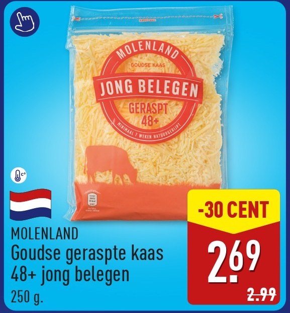 Goudse geraspte kaas 48+ jong belegen