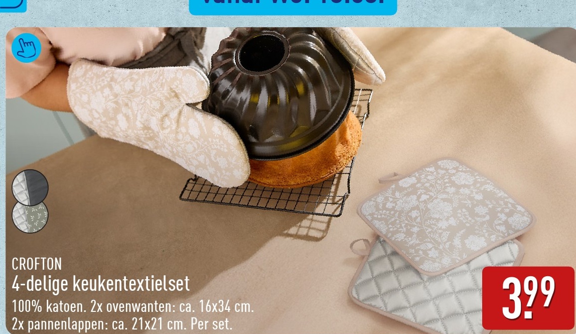 4-delige keukentextielset