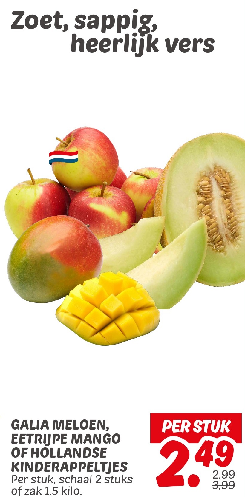 GALIA MELOEN, EETRIUPE MANGO OF HOLLANDSE KINDERAPPELTJES