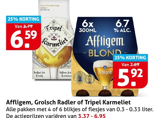 Affligem, Grolsch Radler of Tripel Karmeliet