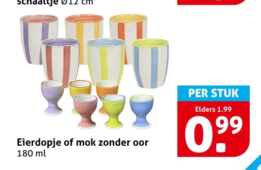 Eierdopje of mok zonder oor 180 ml