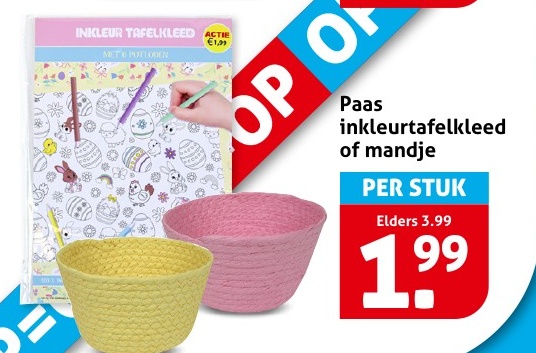 Paas inkleurtafelkleed of mandje