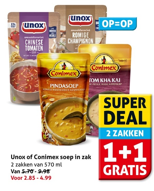 Unox of Conimex soep in zak