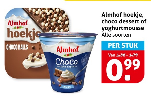 Almhof hoekje, choco dessert of yoghurtmousse
